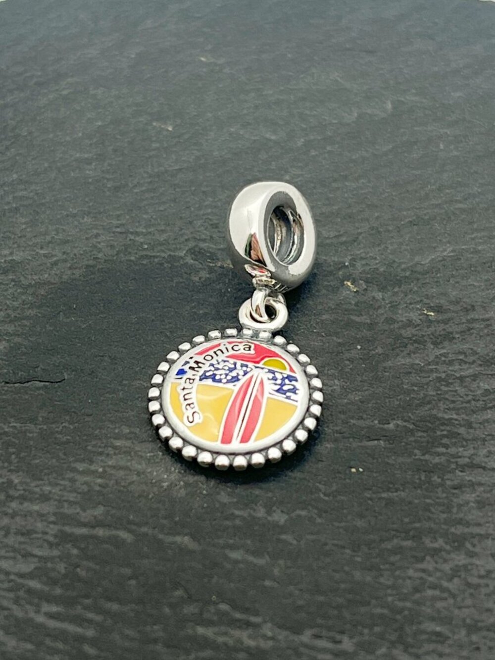 Pandora Santa Monica Surfboard Dangle Charm Sterling Silver Jewelry